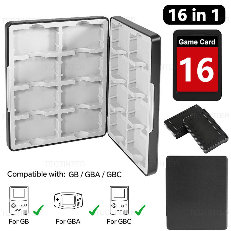 Gaming Accessories Box - กล่องเก็บการ์ดเกมแบบพกพา 16 ใน 1 สำหรับ GB/GBA/GBC