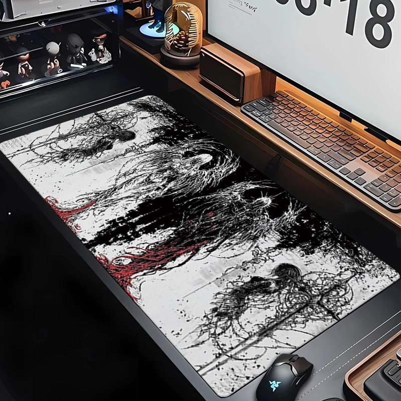 Gaming Accessories Computer - ดีไซน์ศิลปะดาร์คแองเจิลแผ่นรองเมาส์ยางกันลื่นขนาดใหญ่ XXL สัญลักษณ์โกธิคสีดำอุปกรณ์เสริมสำหรับเล่นเกมคอมพิวเตอร์แผ่นรองคีย์บอร์ด