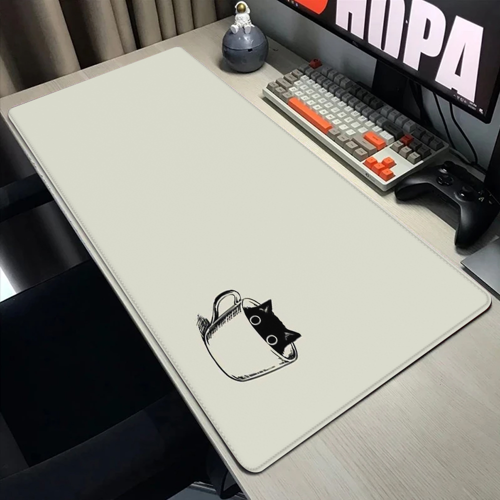 Gaming Accessories Companies - แผ่นรองเมาส์ลายแมวสีดำตลกแผ่นรองเมาส์คอมพิวเตอร์แมวน่ารักแผ่นรองเมาส์สำหรับบริษัทโต๊ะขนาด100x50ซม. แผ่นรองเมาส์ออฟฟิศขนาดใหญ่ขนาดใหญ่ขนาดใหญ่ XXL