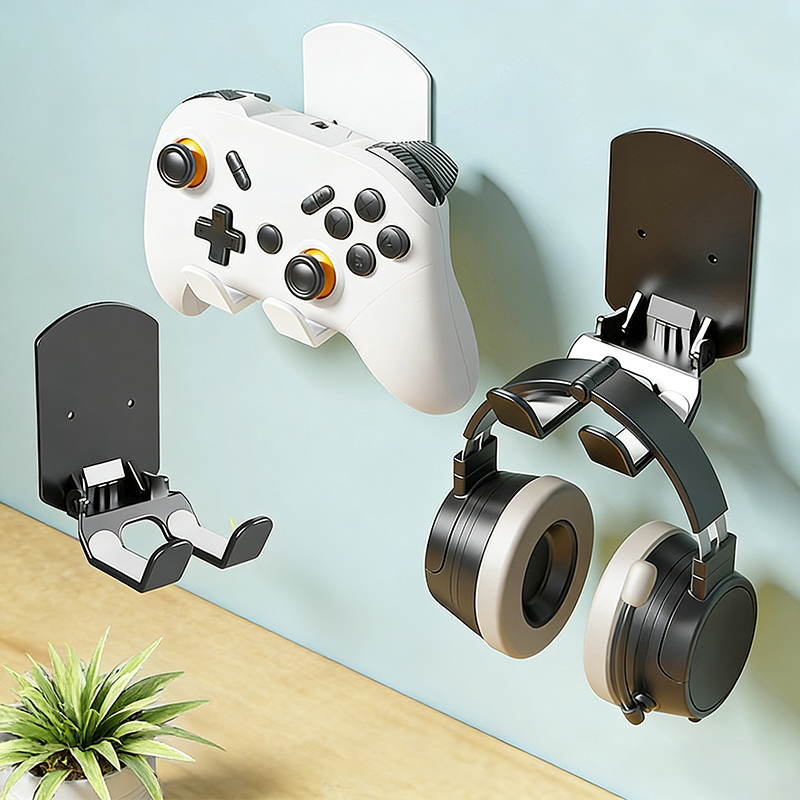 Gaming Accessories Holder - ฐานยึดตัวควบคุมเกมแบบติดผนัง ไม่ต้องเจาะ ติดตั้งง่าย ใช้สำหรับเก็บตัวควบคุมและขาตั้งหูฟังเกม
