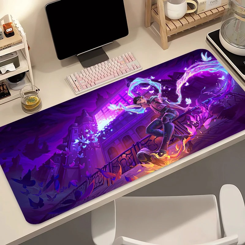 Gaming Office Accessories - แผ่นรองเมาส์เกมเมอร์คอมพิวเตอร์อะนิเมะพีซี วาโลแรนท์ โคลฟแผ่นรองเมาส์ วาร์มิโล บัตเตอร์ฟลาย โลโก้แผ่นรองคีย์บอร์ดอุปกรณ์เสริมสำหรับเล่นเกมแผ่นรองเม้าส์ตั้งโต๊ะ