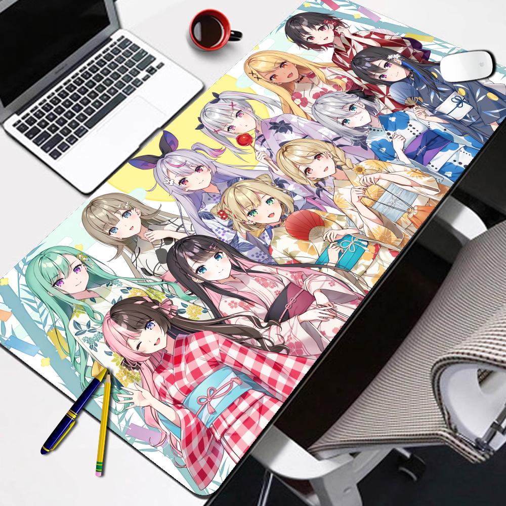 Youtube Gaming Accessories - Virtual YouTuber แผ่นรองเมาส์ขนาดใหญ่ VSPO HD แผ่นรองเมาส์พิมพ์อะนิเมะพีซีอุปกรณ์เสริมสําหรับเล่นเกมนักเรียนเขียนแผ่นรองโต๊ะ