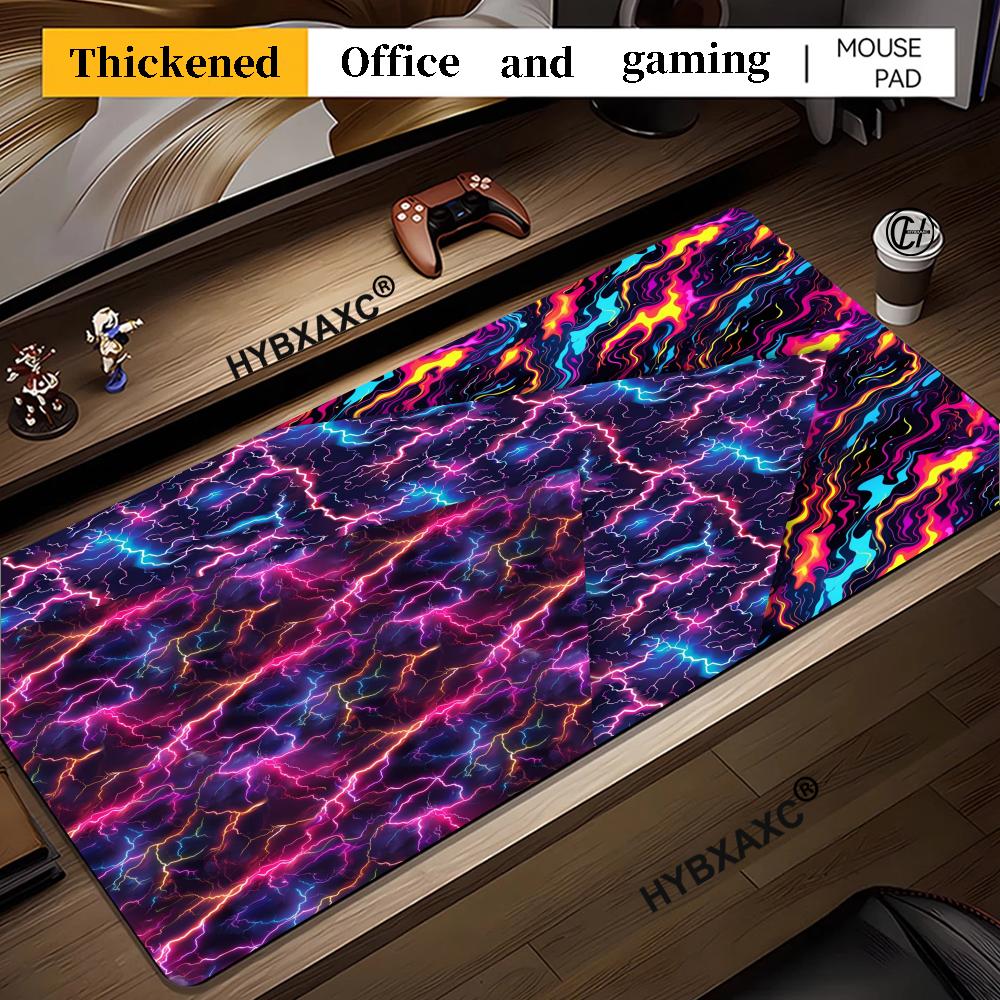 Gaming Accessories Images - แผ่นรองเมาส์ HD อุปกรณ์เสริมสำหรับโต๊ะเกมมิ่ง ภาพลวดลายสายฟ้าและเนบิวลาระบบสุริยะ พร้อมไฟแบ็คไลท์ แผ่นรองเมาส์