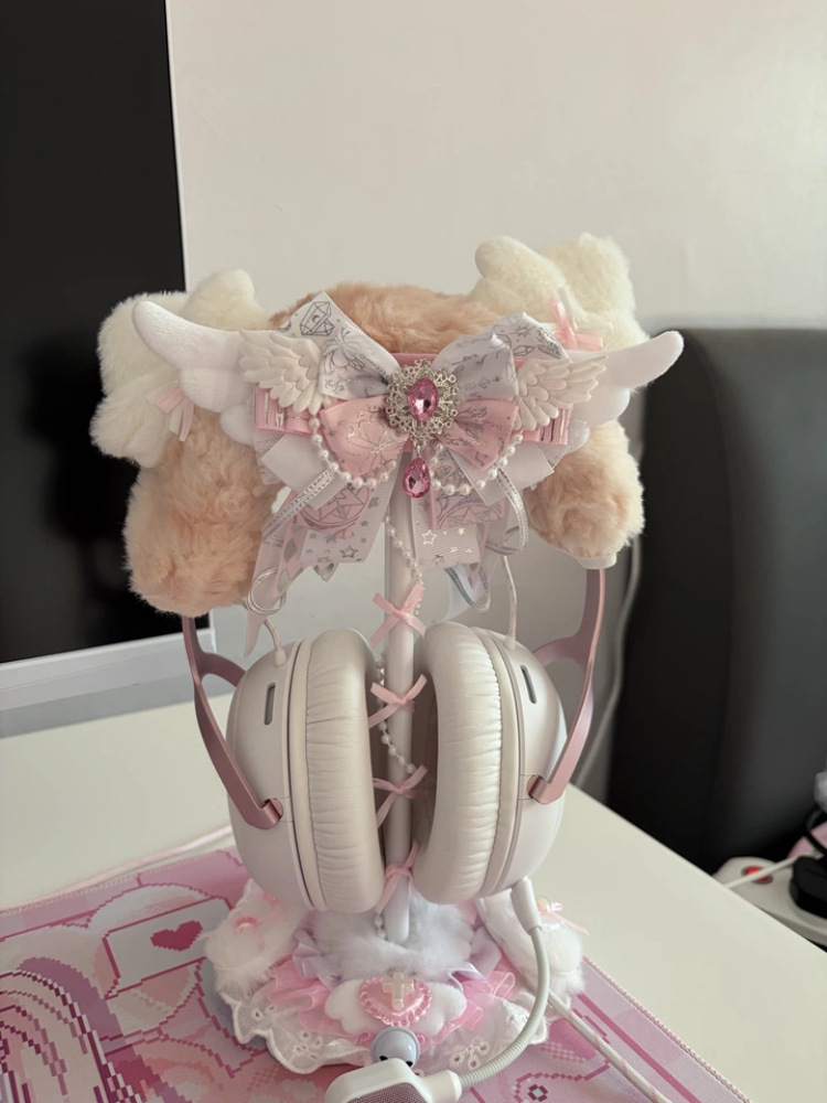 ที่วางหูฟังลูกไม้สีชมพูขาว น่า - Gaming Accessories Holder บทวิจารณ์และราคา
