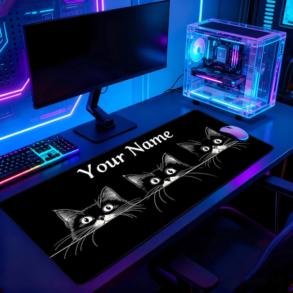 แผ่นรองโต๊ะลายแมวดำ 3 ตัวน่ารั - Gaming Accessories Name บทวิจารณ์และราคา