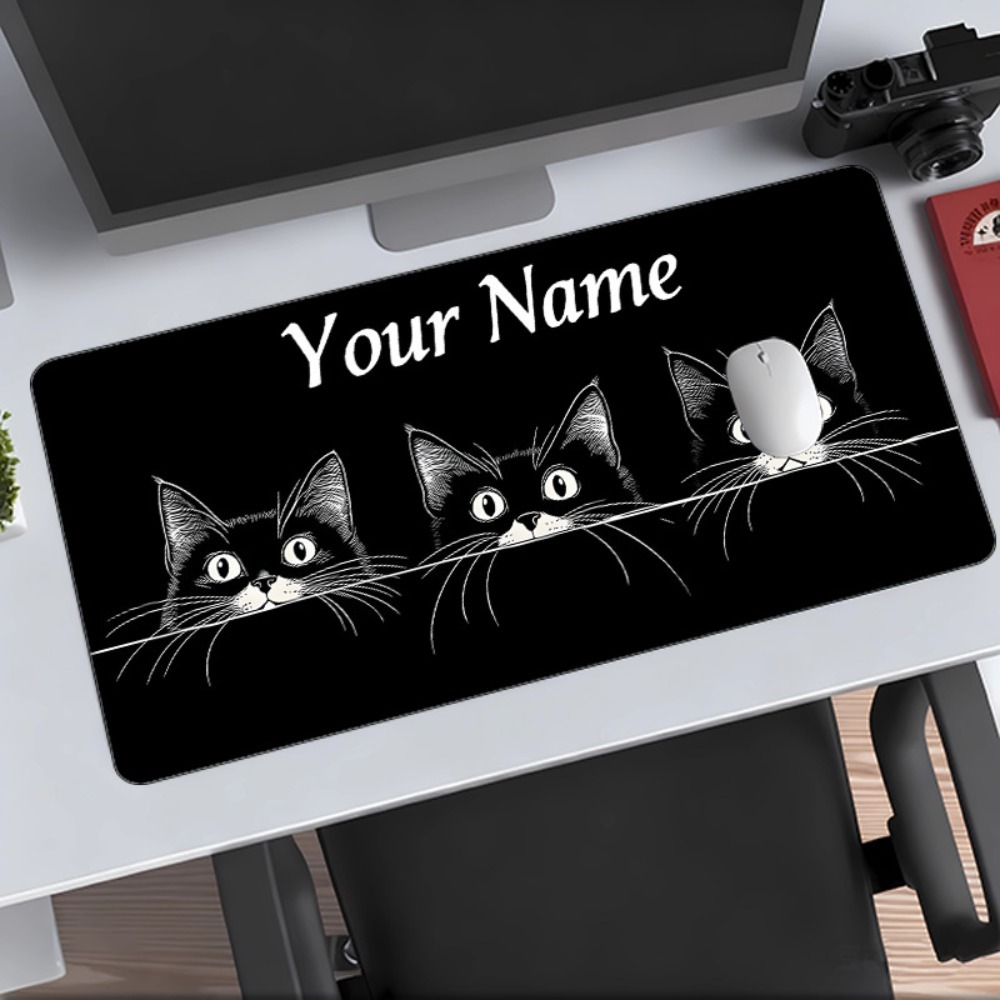 แผ่นรองโต๊ะลายแมวดำ 3 ตัวน่ารั - Gaming Accessories Name บทวิจารณ์และราคา